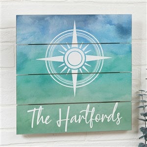 Seaside Watch Personalized Wooden Shiplap Sign- 12" x 12" - 40486-12x12