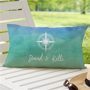 Seaside Watch Personalized Lumbar Outdoor Throw Pillow- 12” x 22” - 40487-LB