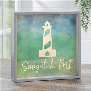 Seaside Watch Personalized LED Light Shadow Box- 10"x10" - 40489-10x10