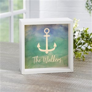 Seaside Watch Personalized LED Ivory Light Shadow Box- 6"x 6" - 40489-I-6x6