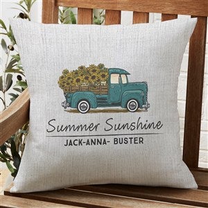Antique Sunflower Truck Personalized Outdoor Throw Pillow- 20”x20” - 40530-L