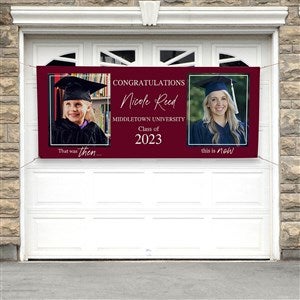 Then & Now Graduate Personalized Photo Banner - 30x72 - 40541-P