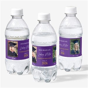 Then  Now Graduate Personalized Photo Water Bottle Labels - 40543