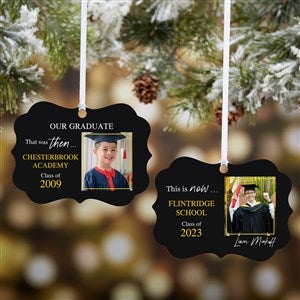 Then & Now Graduate Personalized Metal Ornament - 40548