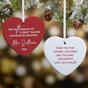 A Great Teacher Personalized Heart Ornament- 3.25" Glossy - 2 Sided - 40585-2