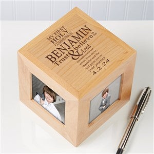 First Communion Engraved Wood Cube - 40595