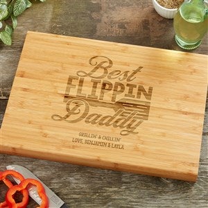 Best Flippin Dad Personalized Bamboo Cutting Board- 14x18 - 40611-L