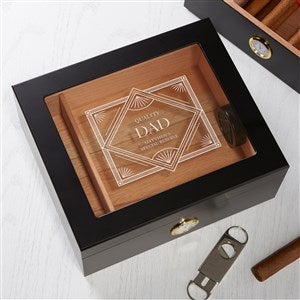 Top Shelf Dad Premium Black Engraved Cigar Humidor 50 Count - 40620