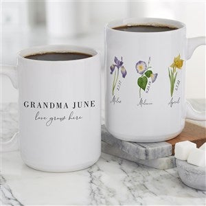 Birth Month Flower Personalized Coffee Mug 15 oz.- White - 40624-L