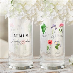Birth Month Flowers Personalized Cylinder Glass Vase - 40636