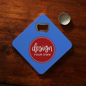 Design Your Own Personalized Beer Bottle Opener Coaster- Blue - 40641-BL