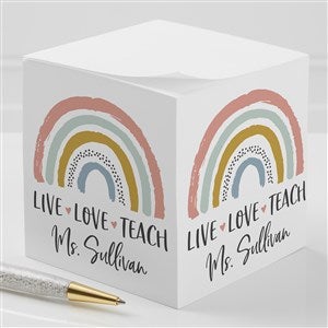 Boho Rainbow Teacher Personalized Paper Note Cube - 40654