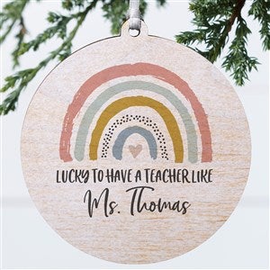 Boho Rainbow Teacher Personalized Ornament- 3.75" Wood - 1 Sided - 40655-1W