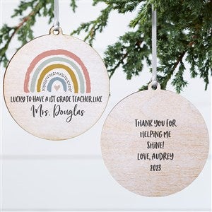 Boho Rainbow Teacher Personalized Ornament- 3.75 Wood - 2 Sided - 40655-2W