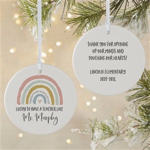 Boho Rainbow Teacher Personalized Ornament- 3.75" Matte - 2 Sided - 40655-2L