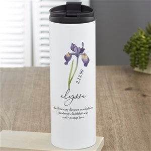 Birth Month Flower Personalized 16 oz. Travel Tumbler - 40665