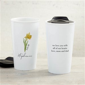 Birth Month Flower Personalized 12 oz. Double-Wall Ceramic Travel Mug - 40667