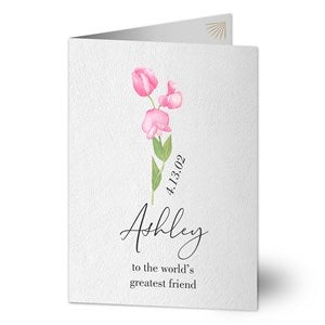 Birth Month Single Flower Personalized Greeting Card - 40670