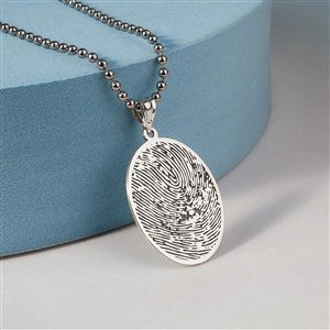 Custom Memorial Oval Fingerprint Pendant - 40687D