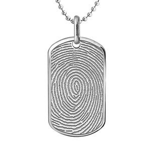 Custom Memorial Dog Tag Fingerprint Pendant - 40689D