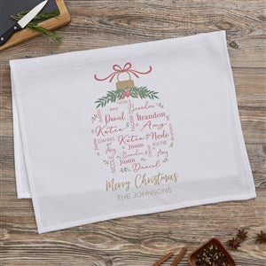 Merry Family Personalized Christmas Waffle Weave Kitchen Towel - 40723
