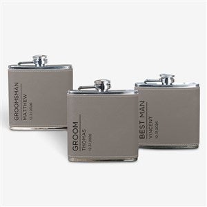 The Groomsmen Wedding Grey Leatherette 6 oz. Personalized Flask - 40747
