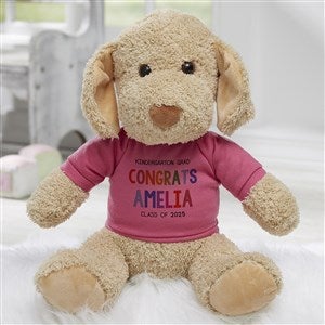Kindergarten Graduation Personalized Plush Dog Stuffed Animal- Raspberry - 40789-RA