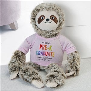 Kindergarten Graduation Personalized Plush Sloth Stuffed Animal- Pink - 40790-GP