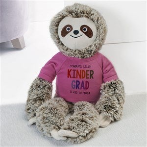 Kindergarten Graduation Personalized Plush Sloth Stuffed Animal- Raspberry - 40790-GRS