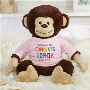 Kindergarten Graduation Personalized Plush Monkey- Pink - 40791-P