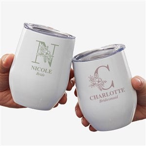 Floral Bridesmaid Personalized Insulated Wine Tumbler - 40801
