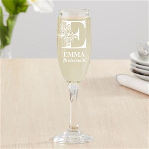 Floral Bridesmaid Engraved Stemmed Champagne Flute - 40806-F