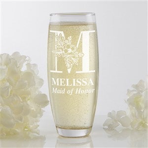 Floral Bridesmaid Engraved Stemless Champagne Flute - 40806-S