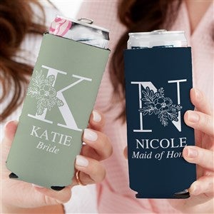 Floral Bridesmaid Personalized Slim Can Cooler - 40810