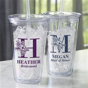 Floral Bridesmaid Personalized Insulated Wine Tumbler