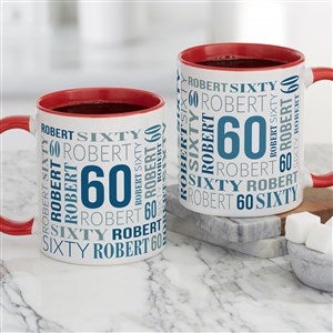 Repeating Birthday Personalized Coffee Mug 11 oz.- Red - 40815-R