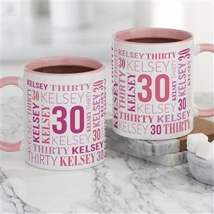 Repeating Birthday Personalized Coffee Mug 11 oz.- Pink - 40815-P