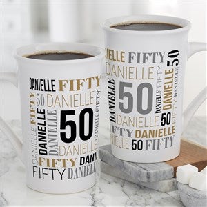 Repeating Birthday Personalized Latte Mug 16 oz.- White - 40815-U