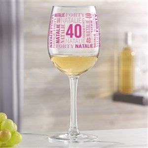 Repeating Birthday Personalized White Wine Glass - 40818-W