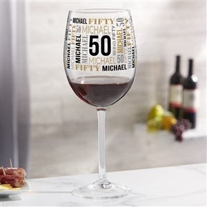 Repeating Birthday Personalized Red Wine Glass - 40818-R