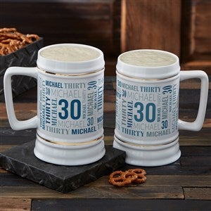Repeating Birthday Personalized Beer Stein - 40819
