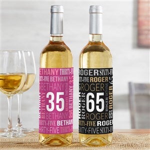 Repeating Birthday Personalized Wine Bottle Labels - 40820-T