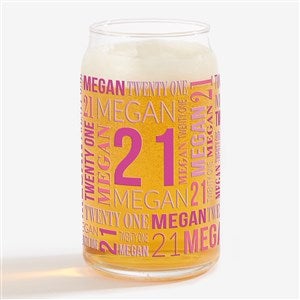 Repeating Birthday Personalized 16oz. Beer Can Glass - 40822-B