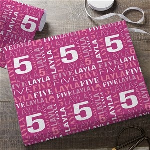 Repeating Birthday Personalized Wrapping Paper Roll - 6ft Roll - 40833-M
