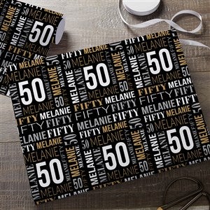Repeating Birthday Personalized Wrapping Paper Roll - 18ft Roll - 40833-L
