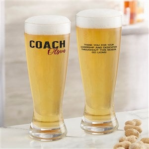 Thanks Coach Personalized 23oz. Pilsner Glass - 40848-P