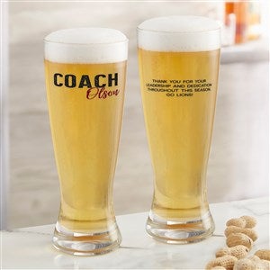 Thanks Coach Personalized 20oz. Pilsner Glass - 40848-P
