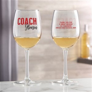 Thanks Coach Personalized White Wine Glass - 40849-W