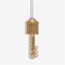 Home Owners Personalized Wood Key Ornament- Natural - 40857-N