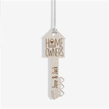 Home Owners Personalized Wood Key Ornament- Whitewash - 40857-W